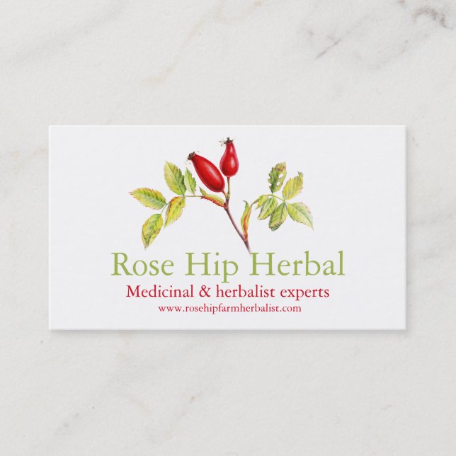 Rose hip herbalists medicinal business card (Front)