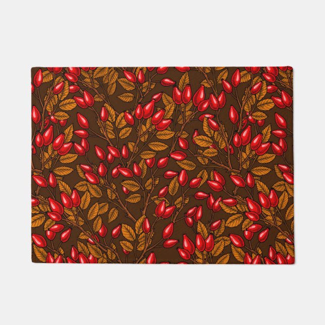Rose hips, brown and red doormat (Front)