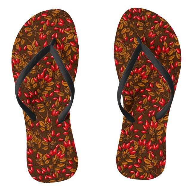 Rose hips, brown and red flip flops (Footbed)