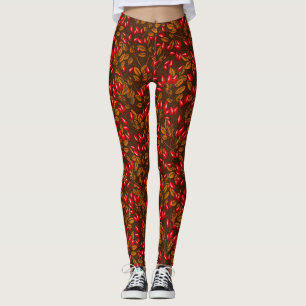Rose hips, brown and red leggings