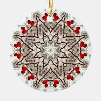 Rose hips on ice ceramic tree decoration