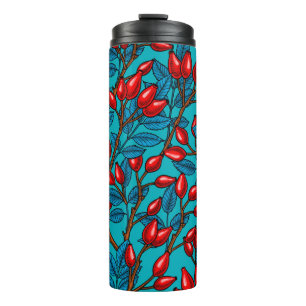 Rose hips, red and blue thermal tumbler