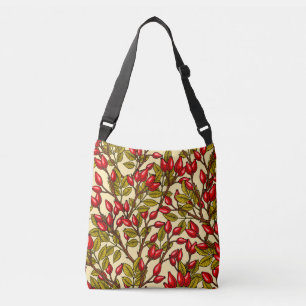 Rose hips, red, green, yellow crossbody bag