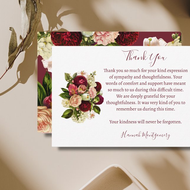 Rose Hydrangea Funeral Sympathy Thank You Card   (Creator Uploaded)