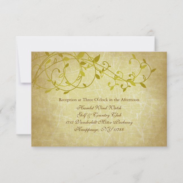 Rose II Sweet Vines Wedding Reception Card Insert (Front)