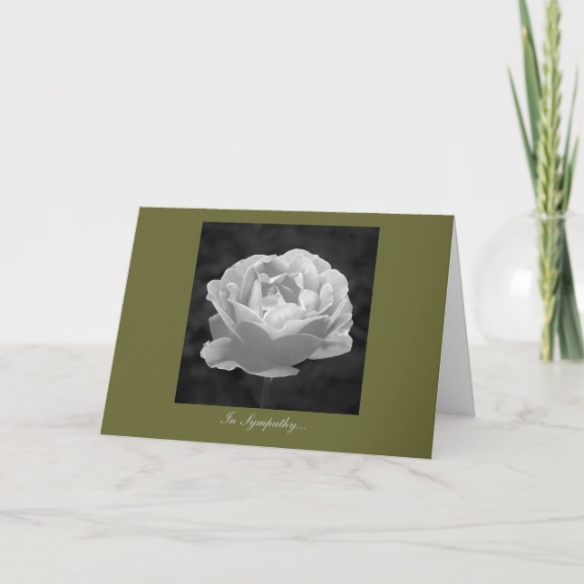 Rose In Black And White - In Sympathy Card (Front)