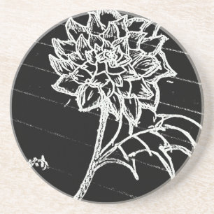 Rose in black coaster