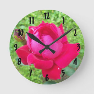 Rose in Bloom Round Clock