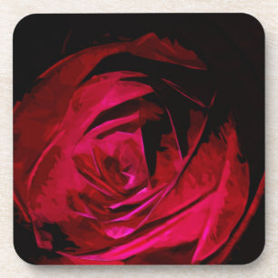 Rose In Darkness Abstract Impressionism Coaster