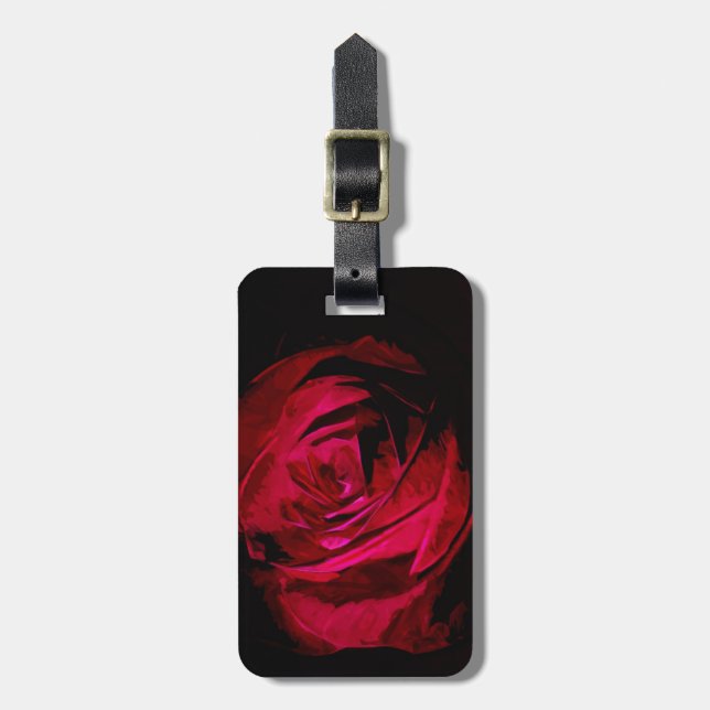 Rose In Darkness Abstract Impressionism Luggage Tag (Front Vertical)
