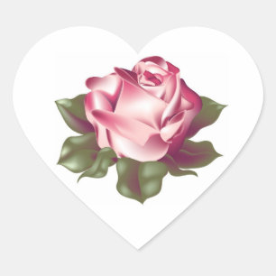 Rose in Full Bloom Wedding Hearts Heart Sticker