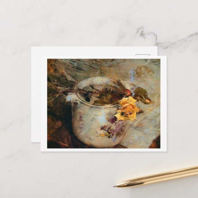 Rose in Vase by Boldini  Postcard (Front/Back In Situ)