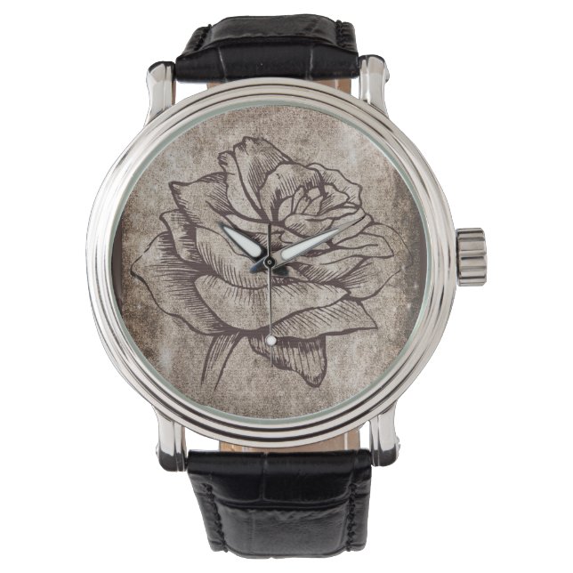 Rose Ink Drawing Watch (Front)