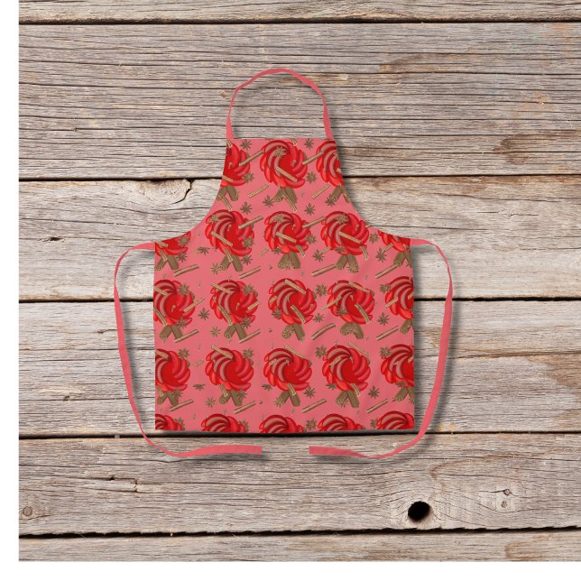 Rose-inspired apples and spices pink apron (Creator Uploaded)