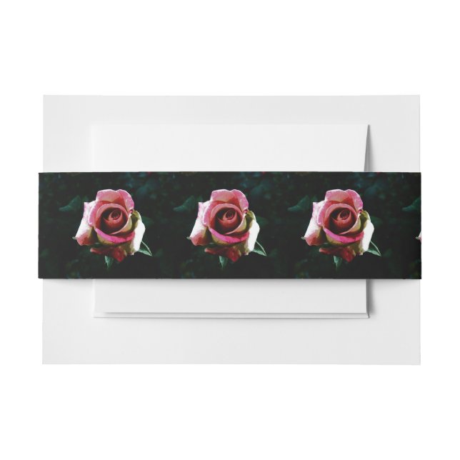 rose  invitation belly band (Front Example)