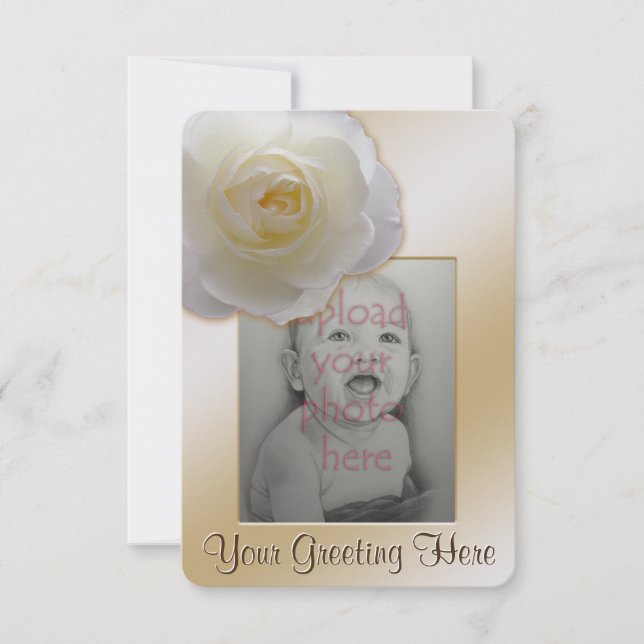 Rose Invitation Personalised White Rose RSVP Card (Front)