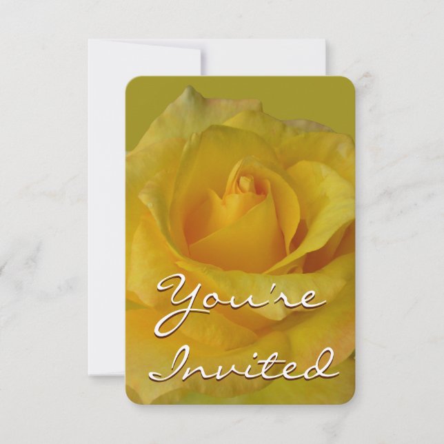 Rose Invitation Personalised Yellow Rose RSVP Card (Front)