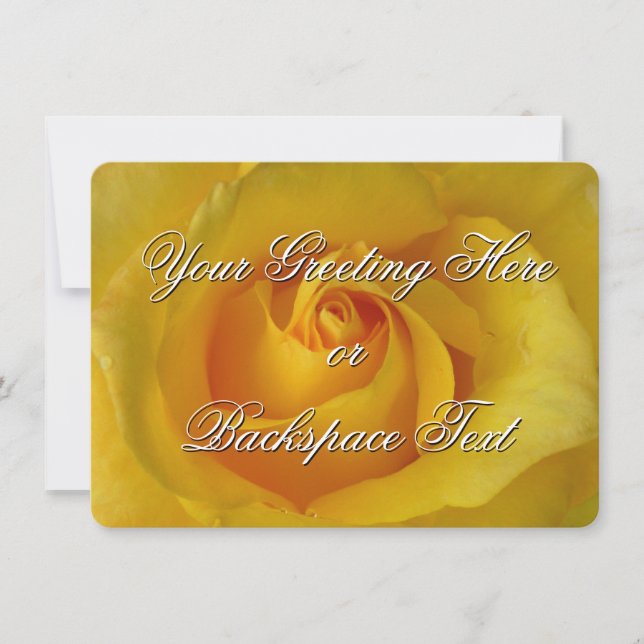 Rose Invitation Personalised Yellow Rose RSVP Card (Front)