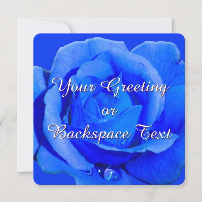 Rose Invitations Personalised Blue Rose RSVP Cards (Front)