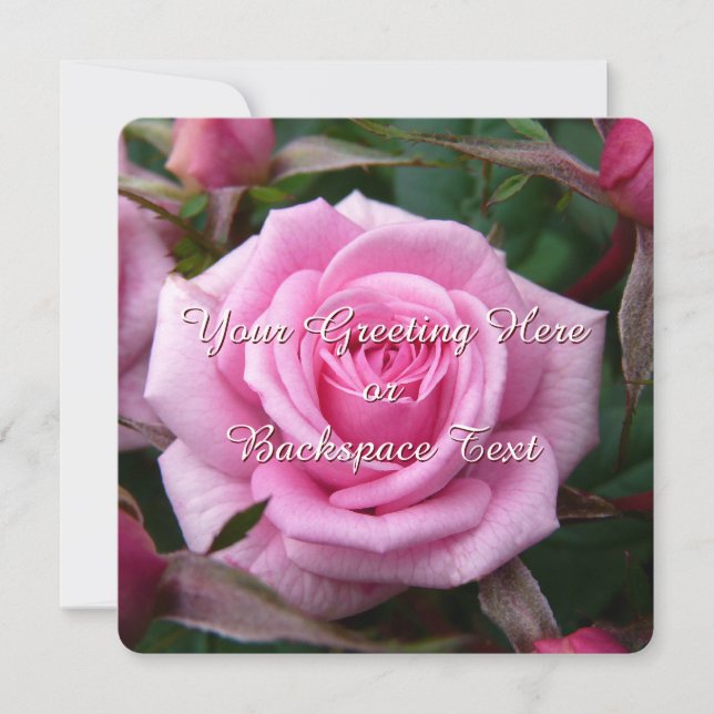 Rose Invitations Personalised Pink Rose RSVP Cards (Front)