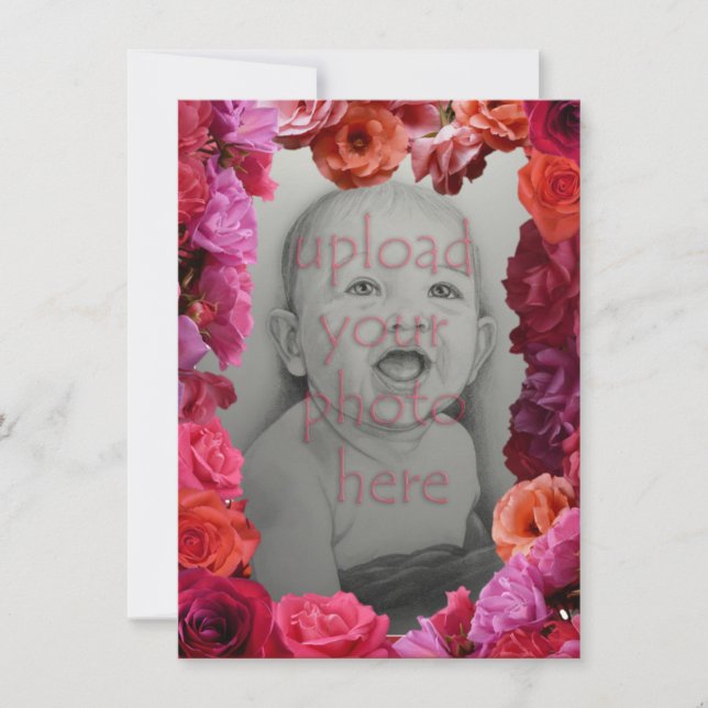Rose Invitations Personalised  Roses RSVP Cards (Front)
