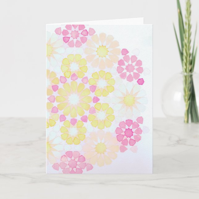 'Rose' Islamic geometry greeting card (Front)