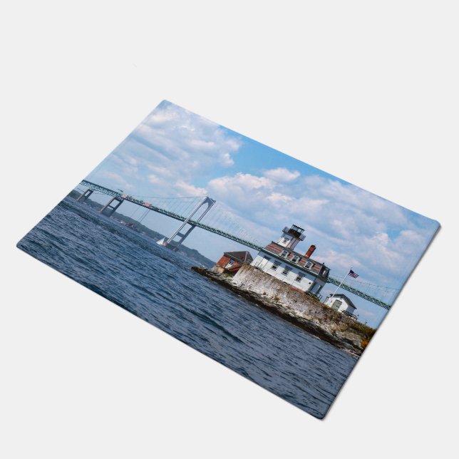Rose Island Lighthouse, Rhode Island Door Mat (Angled)