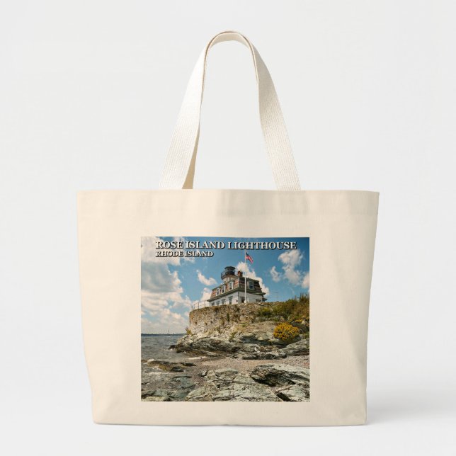 Rose Island Lighthouse, Rhode Island Large Tote Bag (Front)
