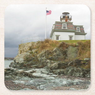 Rose Island Lighthouse Square Paper Coaster