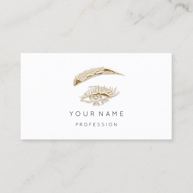 Rose Ivory Lashes Brows Makeup Logo White   Business Card (Front)