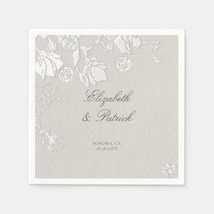 Rose Ivory Sonnet Formal Classic Ethereal Wedding Napkin