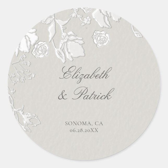 Rose Ivory Sonnet Formal Classic Ethereal Wedding Round Sticker (Front)