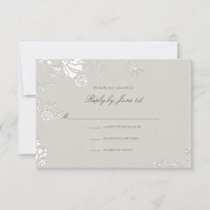 Rose Ivory Sonnet Formal Classic Ethereal Wedding RSVP Card