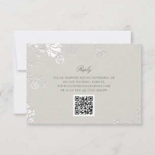 Rose Ivory Sonnet Formal Classic QR Code Wedding RSVP Card
