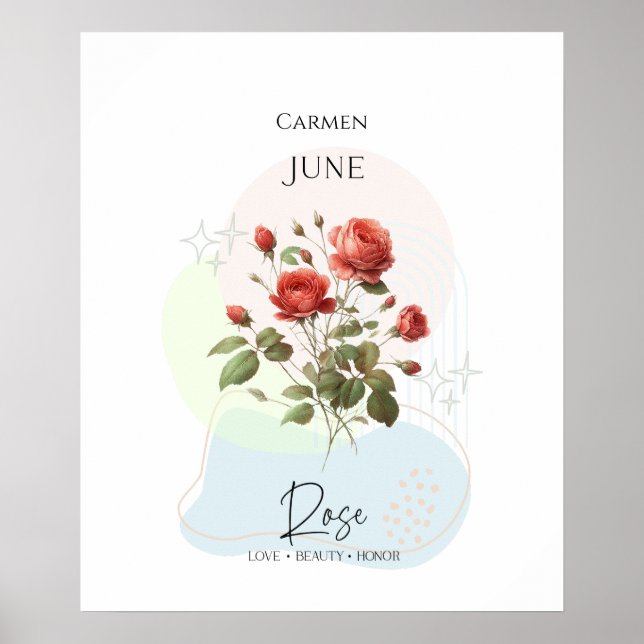Rose June Birth Flower Poster (Front)