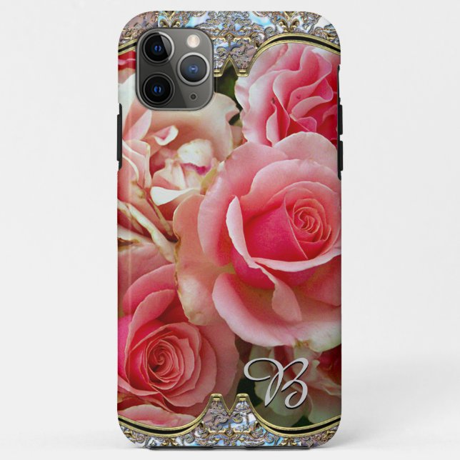 Rose Juxtapose Monogram Case-Mate iPhone Case (Back)
