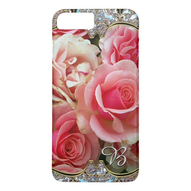 Rose Juxtapose Monogram Case-Mate iPhone Case (Back)