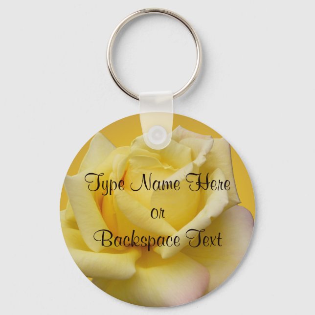 Rose Key Chains Personalised Yellow Rose Keychain (Front)