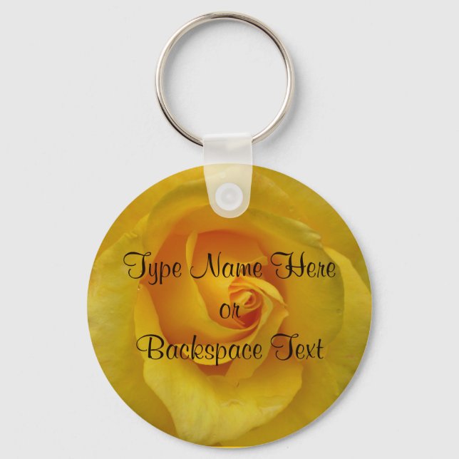 Rose Key Chains Personalized Yellow Rose Keychain (Front)