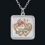 Rose Key Double Hearts Silver Plated Necklace<br><div class="desc">Rose Key Double Hearts Necklace, Hearts apparel, Heart t-shirts, Valentine gifts by ArtMuvz Illustration. Matching Heart t-shirt, Valentines day gifts and apparel.TO PERSONALIZE, add your name, or add text instead. Get ready for Valentines Day with our festive gifts and romantic apparel! No matter what your budget is, there's a Valentines...</div>
