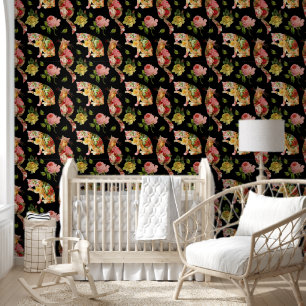 Rose Kitties Vintage Floral Cat Wallpaper