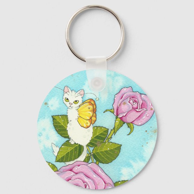 Rose kitty fairy keychaing key ring (Front)