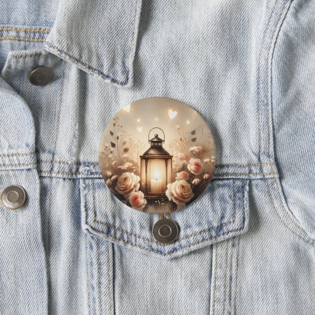 Rose Lantern Glow Bouquet 7.5 Cm Round Badge (In Situ)