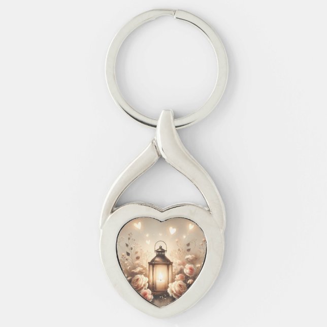 Rose Lantern Glow Bouquet Key Ring (Front)