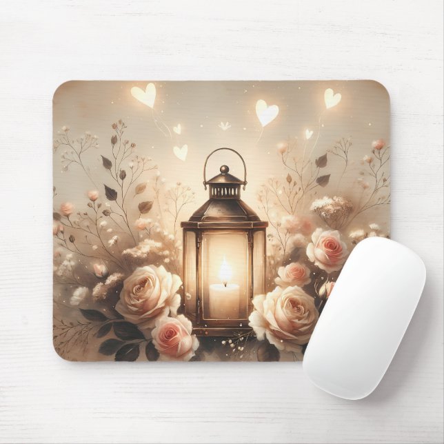 Rose Lantern Glow Bouquet Mouse Mat (With Mouse)