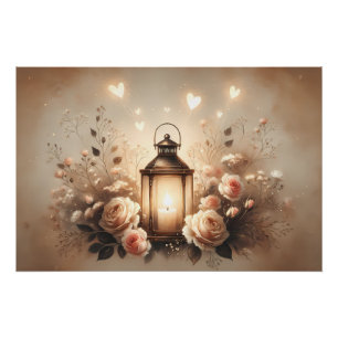 Rose Lantern Glow Bouquet Poster