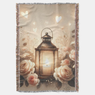 Rose Lantern Glow Bouquet Throw Blanket