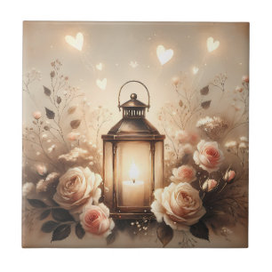 Rose Lantern Glow Bouquet Tile