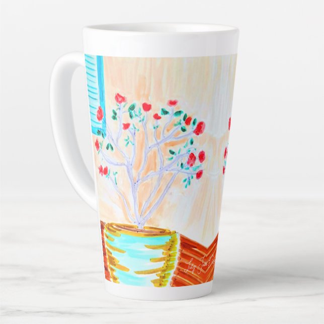 Rose Latte Coffee Mug by Ariella & Lily Designs (Left Angle)