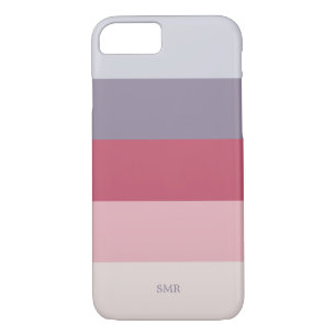 Rose Lavender Purple Pink Striped Monogram Case